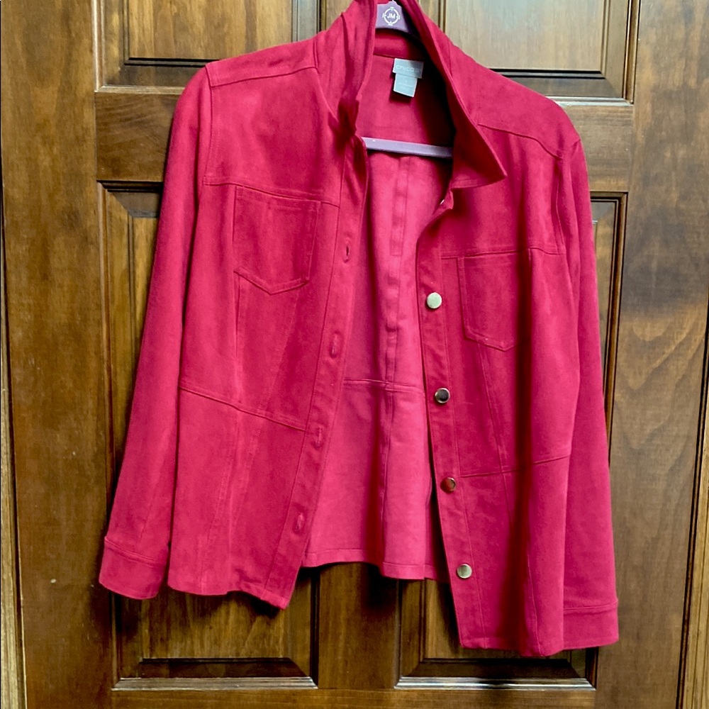 Chico's Raspberry suede like Jean Jacket Versatile and Stylish